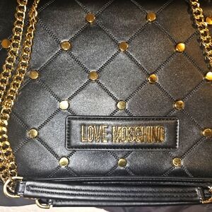 LOVE MOSCHINO Borsa PU Nero Vegan Leather Studded Black Crossbody Bag
